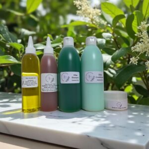 olive growth pack suitable for oily hair as well as itchy, dry scalp.